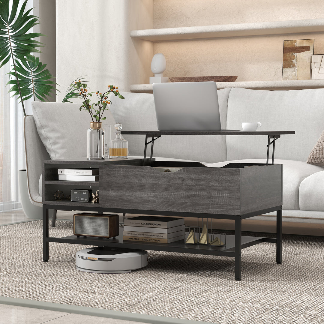 Lift Top Coffee Table with Hidden Compartment and Removable Shelf