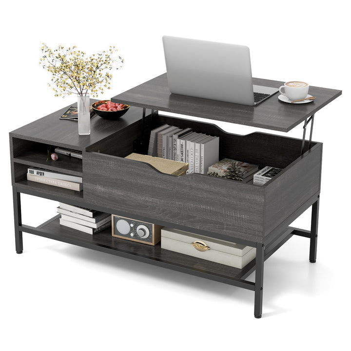 Lift Top Coffee Table with Hidden Compartment and Removable Shelf