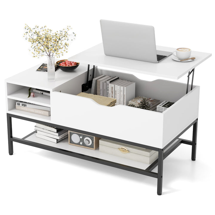 Lift Top Coffee Table with Hidden Compartment and Removable Shelf