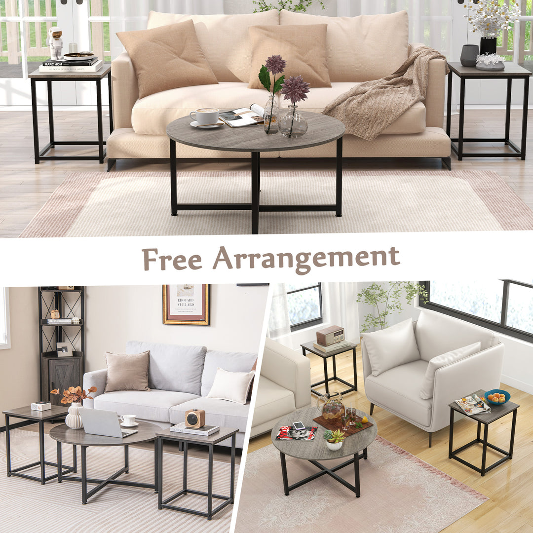 3 Piece Coffee Table Set with Heavy duty Metal Frame