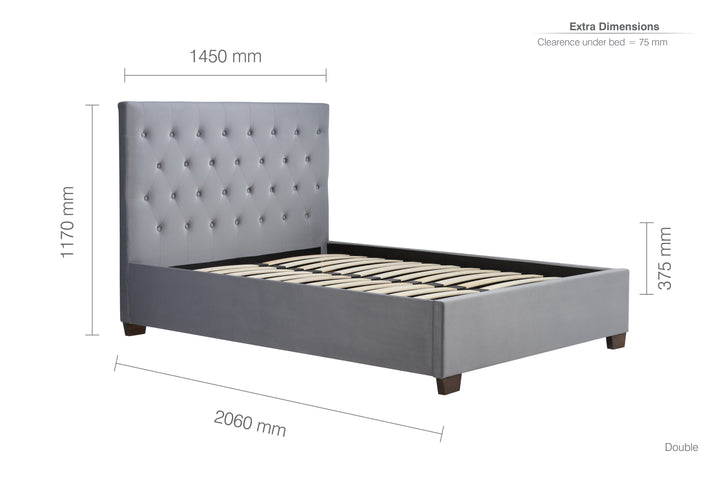 Contemporary Cologne Ottoman Bed with Gas Lift Storage and Button Detailing