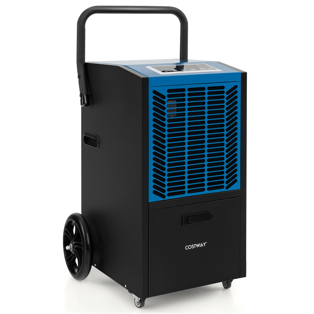 66 L/Day Commercial Dehumidifier with Pump and Drain Hose for Basement Warehouse Job Site-Blue