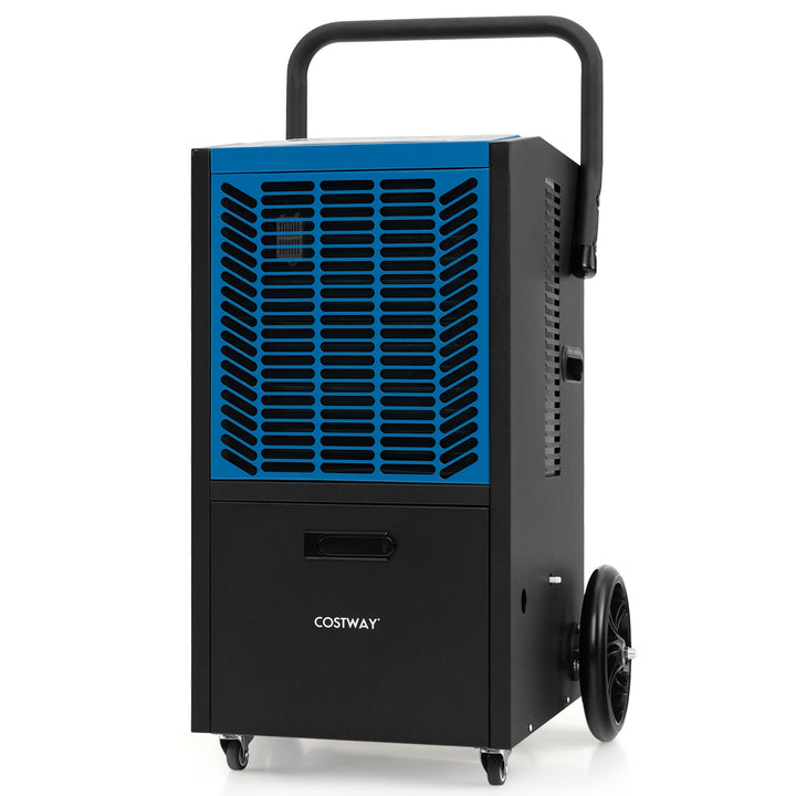 66 L/Day Commercial Dehumidifier with Pump and Drain Hose for Basement Warehouse Job Site-Blue