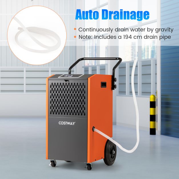 73 L/Day Commercial Dehumidifier with Drain Hose and Timer for Efficient Moisture Control