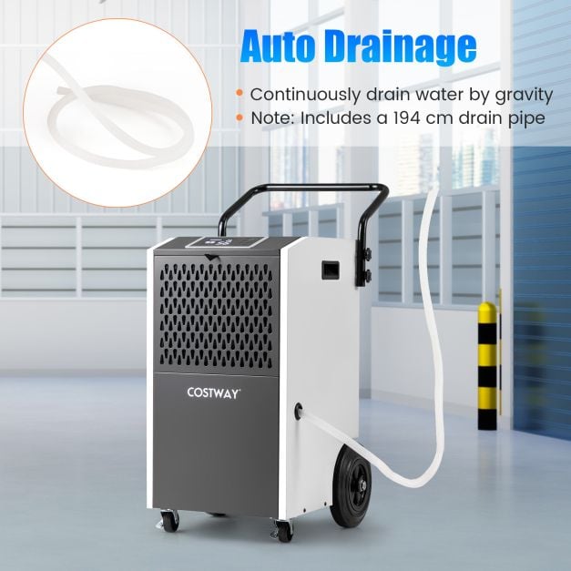 73 L/Day Commercial Dehumidifier with Drain Hose and Timer for Efficient Moisture Control