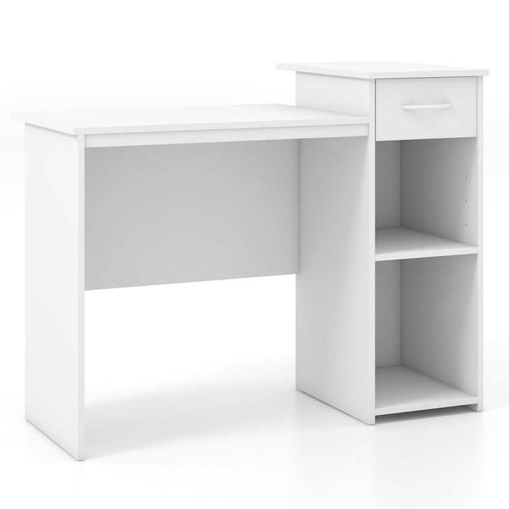 Modern Computer Desk with Adjustable Shelf and Cable Hole - TidySpaces