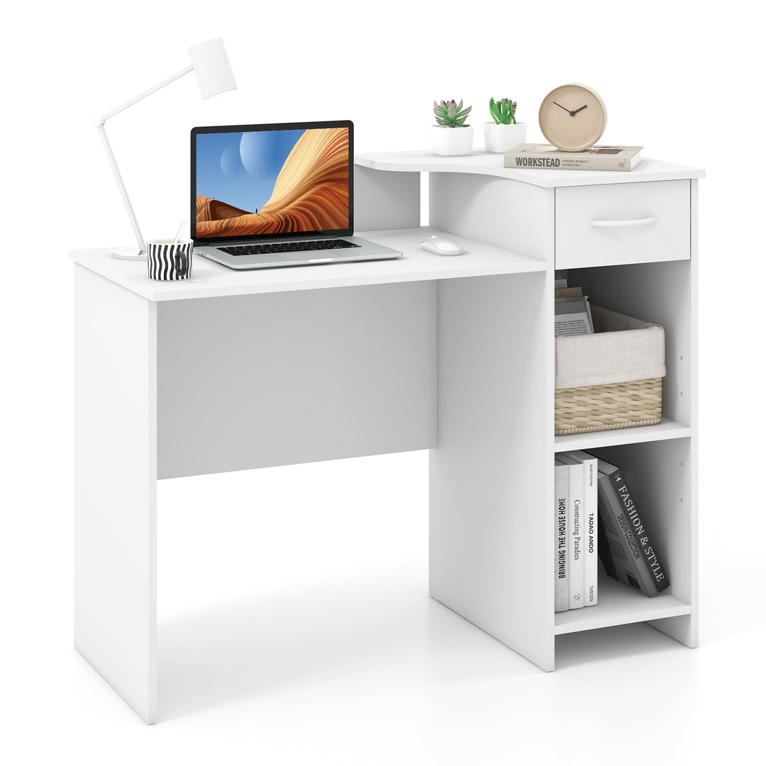 Computer Desk with Drawer Adjustable Shelf and Cable Hole - TidySpaces