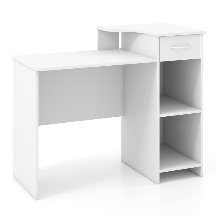 Computer Desk with Drawer Adjustable Shelf and Cable Hole - TidySpaces