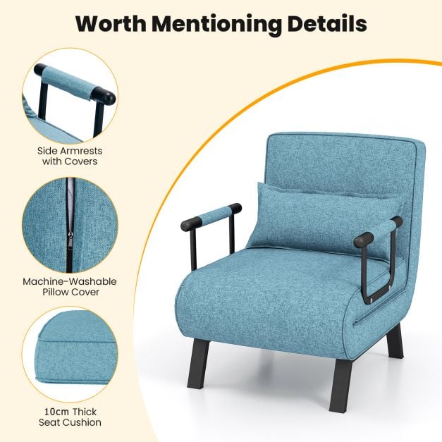 Convertible Sofa Bed 4 in 1 with 6 Position Adjustable Backrest