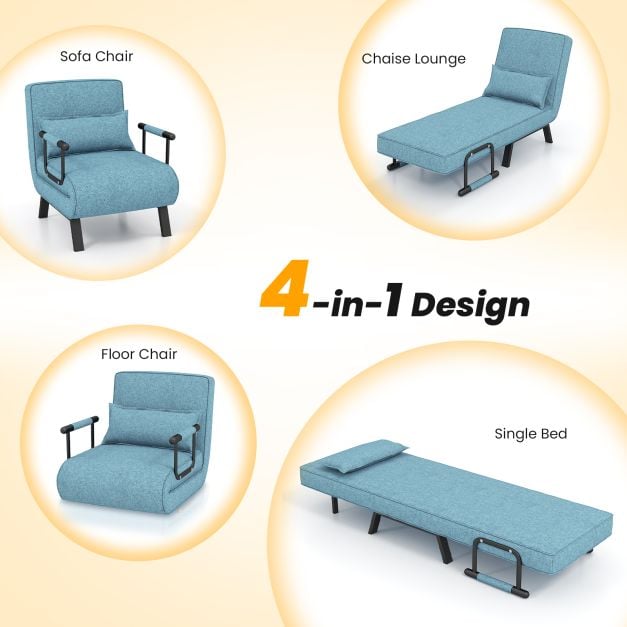 Convertible Sofa Bed 4 in 1 with 6 Position Adjustable Backrest