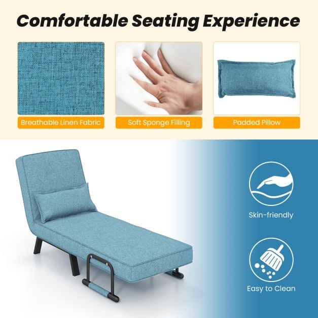 Convertible Sofa Bed 4 in 1 with 6 Position Adjustable Backrest
