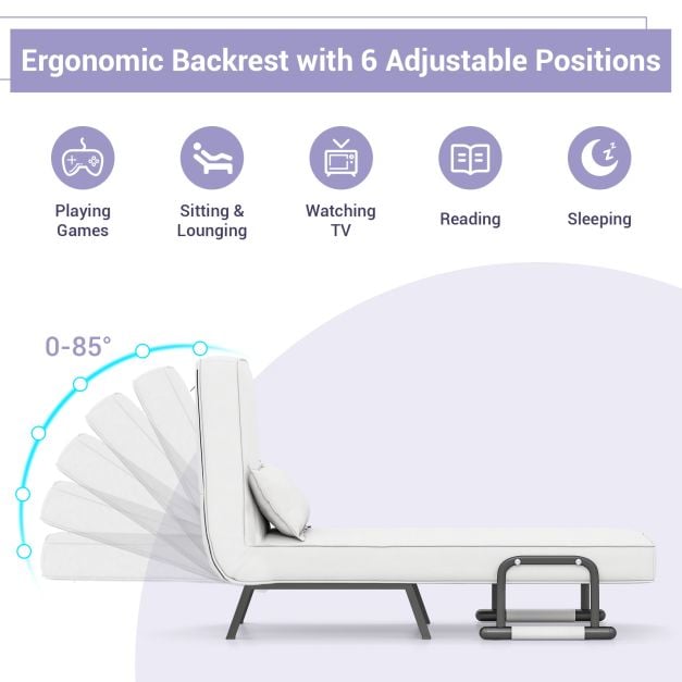 Convertible Sofa Bed 4 in 1 with 6 Position Adjustable Backrest