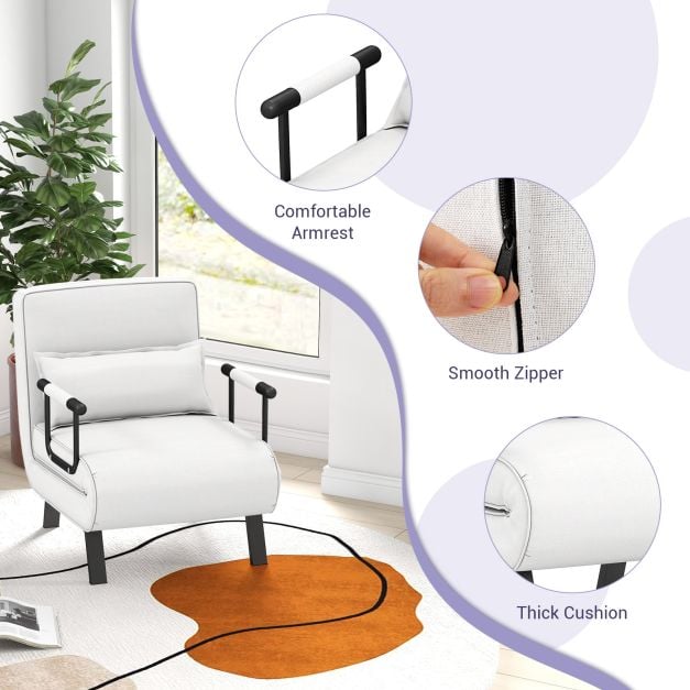 Convertible Sofa Bed 4 in 1 with 6 Position Adjustable Backrest