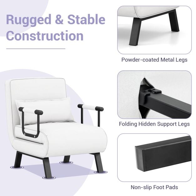 Convertible Sofa Bed 4 in 1 with 6 Position Adjustable Backrest
