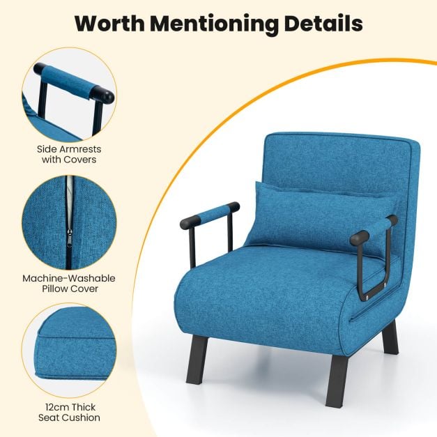 Convertible Sofa Bed 4 in 1 with 6 Position Adjustable Backrest