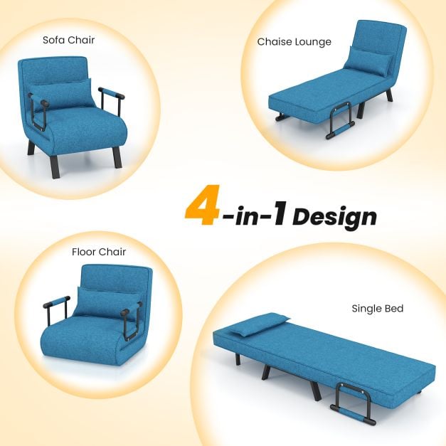 Convertible Sofa Bed 4 in 1 with 6 Position Adjustable Backrest