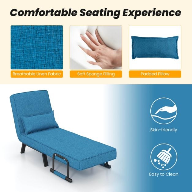 Convertible Sofa Bed 4 in 1 with 6 Position Adjustable Backrest