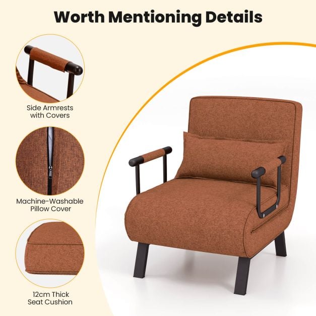 Convertible Sofa Bed 4 in 1 with 6 Position Adjustable Backrest
