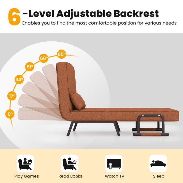 Convertible Sofa Bed 4 in 1 with 6 Position Adjustable Backrest