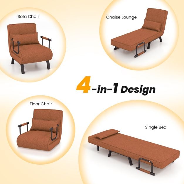 Convertible Sofa Bed 4 in 1 with 6 Position Adjustable Backrest