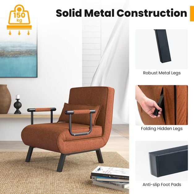 Convertible Sofa Bed 4 in 1 with 6 Position Adjustable Backrest