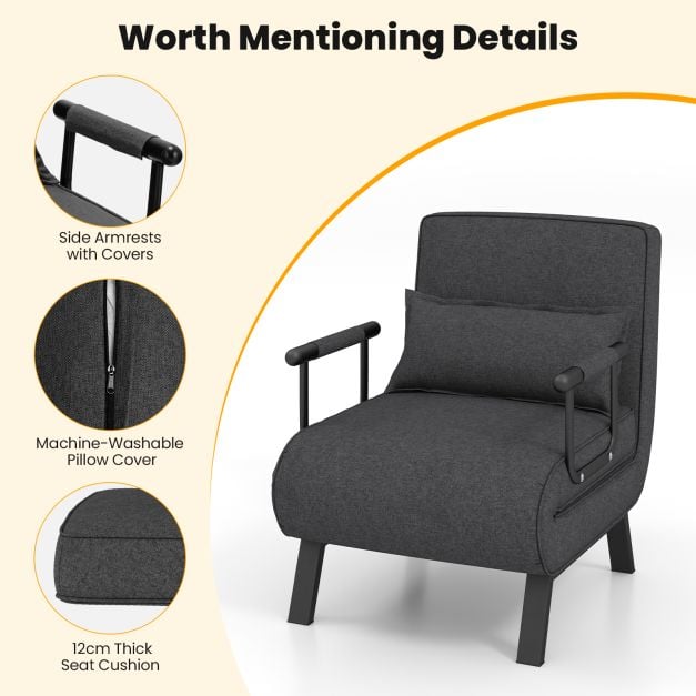 Convertible Sofa Bed 4 in 1 with 6 Position Adjustable Backrest