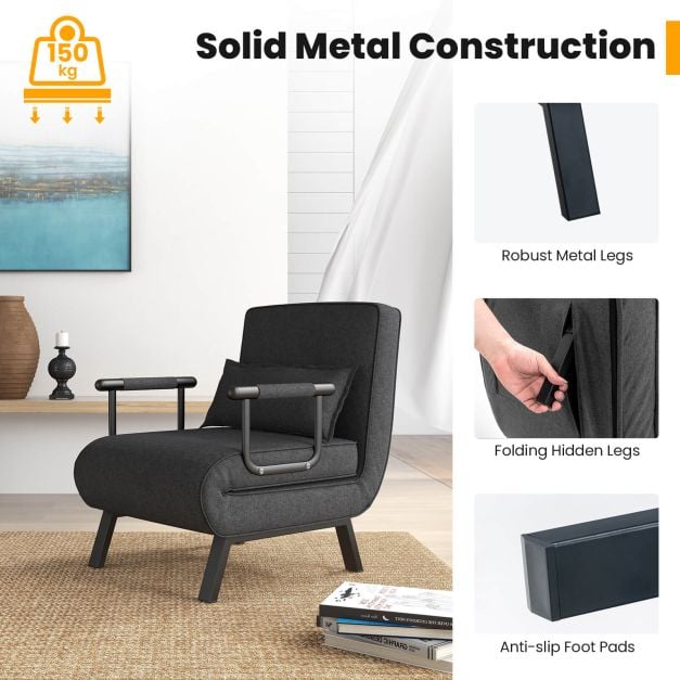 Convertible Sofa Bed 4 in 1 with 6 Position Adjustable Backrest