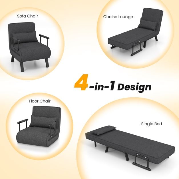 Convertible Sofa Bed 4 in 1 with 6 Position Adjustable Backrest