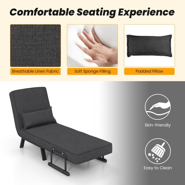 Convertible Sofa Bed 4 in 1 with 6 Position Adjustable Backrest