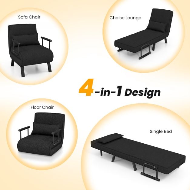 Convertible Sofa Bed 4 in 1 with 6 Position Adjustable Backrest