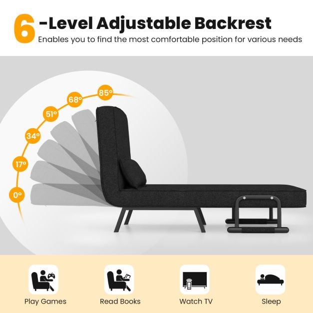 Convertible Sofa Bed 4 in 1 with 6 Position Adjustable Backrest