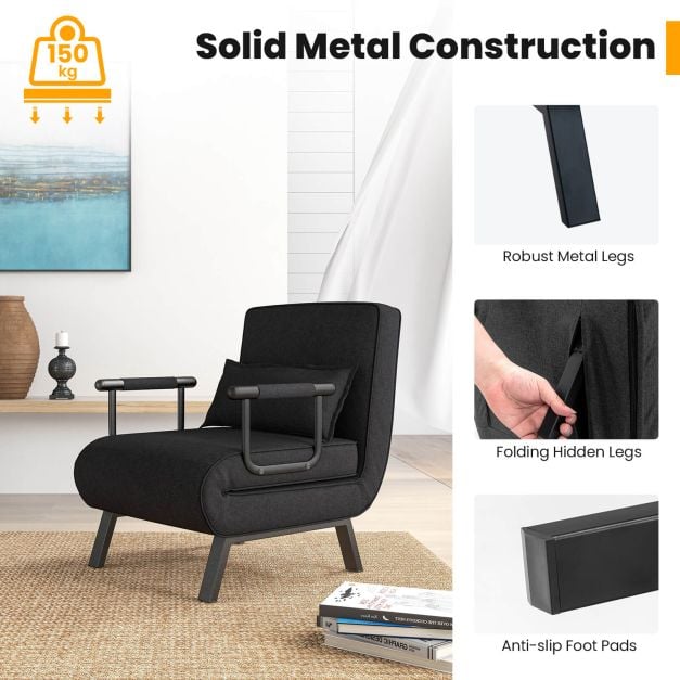 Convertible Sofa Bed 4 in 1 with 6 Position Adjustable Backrest