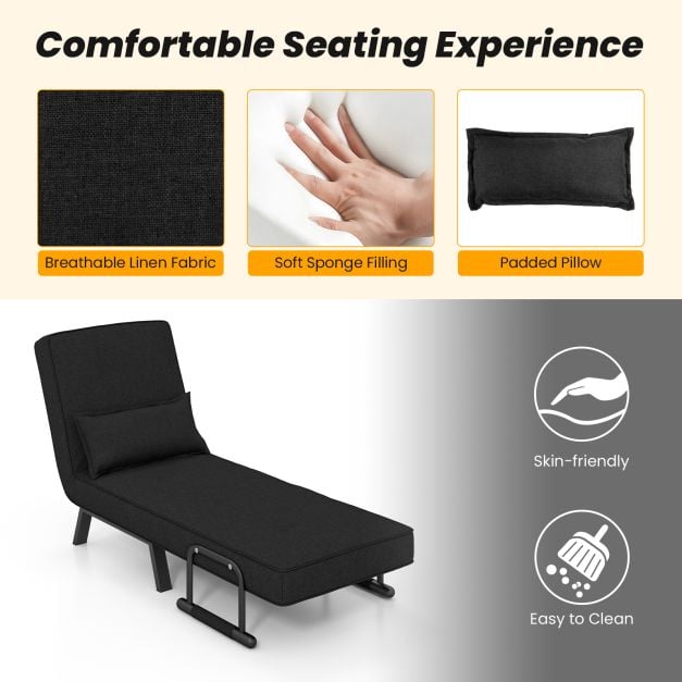 Convertible Sofa Bed 4 in 1 with 6 Position Adjustable Backrest