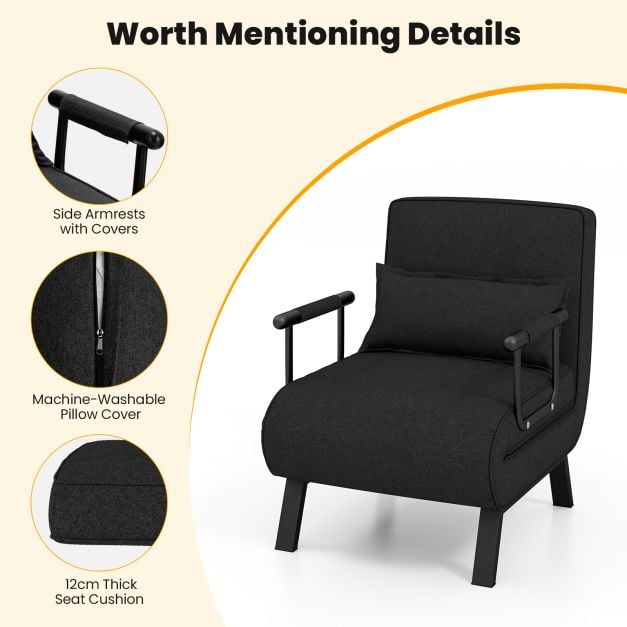 Convertible Sofa Bed 4 in 1 with 6 Position Adjustable Backrest