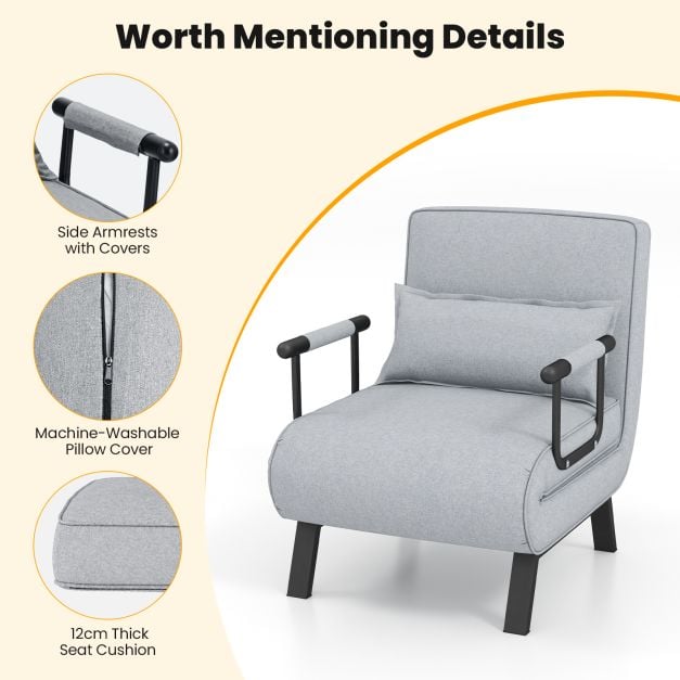 Convertible Sofa Bed 4 in 1 with 6 Position Adjustable Backrest