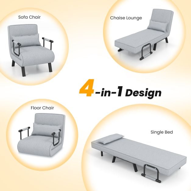 Convertible Sofa Bed 4 in 1 with 6 Position Adjustable Backrest