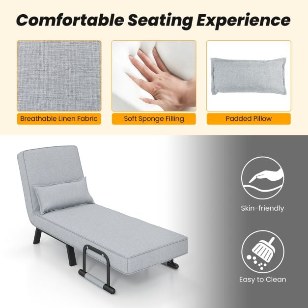 Convertible Sofa Bed 4 in 1 with 6 Position Adjustable Backrest
