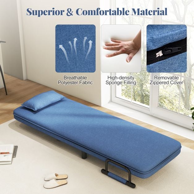 3-in-1 Convertible Sofa Bed with 5-Position Adjustable Backrest for Versatile Comfort