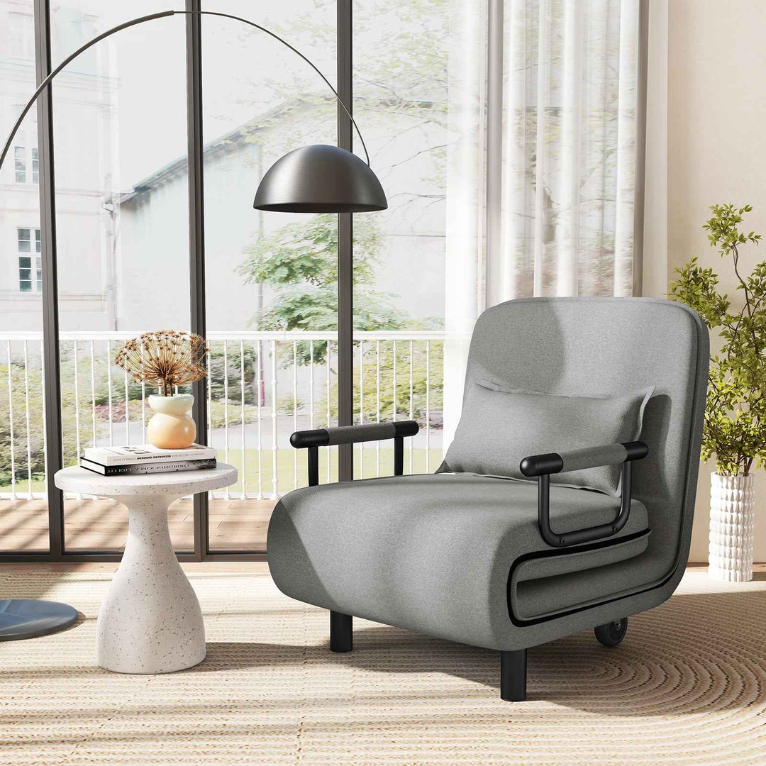3-in-1 Convertible Sofa Bed with 5-Position Adjustable Backrest for Versatile Comfort