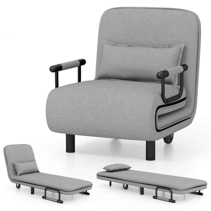 3-in-1 Convertible Sofa Bed with 5-Position Adjustable Backrest for Versatile Comfort