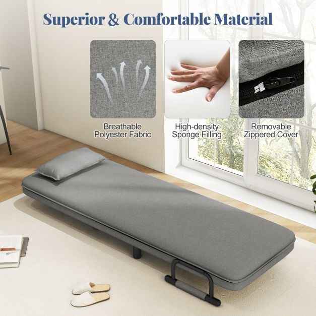 3-in-1 Convertible Sofa Bed with 5-Position Adjustable Backrest for Versatile Comfort