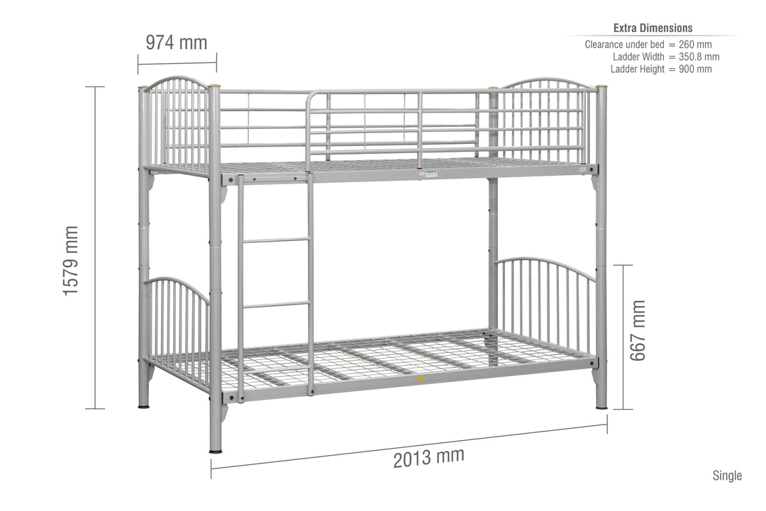 Corfu Bunk Bed with Multi Functional Design and Metallic Finish