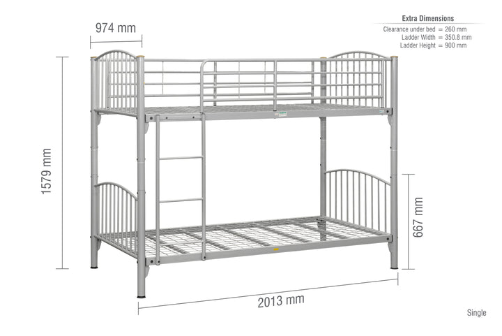 Corfu Bunk Bed with Multi Functional Design and Metallic Finish