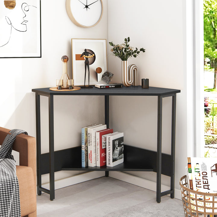Corner Desk 90-degree Triangle Computer Desk with Power Outlet - TidySpaces