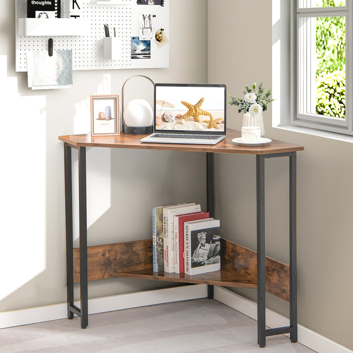 Corner Desk 90-degree Triangle Computer Desk with Power Outlet - TidySpaces