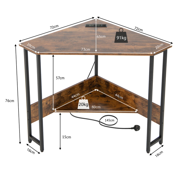 Corner Desk 90-degree Triangle Computer Desk with Power Outlet - TidySpaces