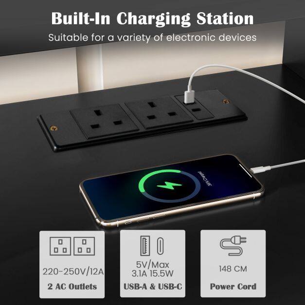 Corner TV Stand with AC Outlets and Storage Shelves