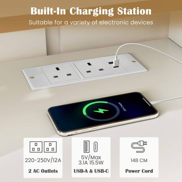 Corner TV Stand with AC Outlets and Storage Shelves