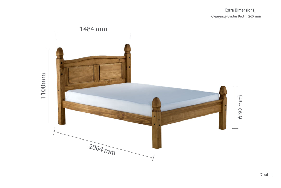 Corona Solid Pine Bed with Classic Curves and Stylish Black Stud Detailing