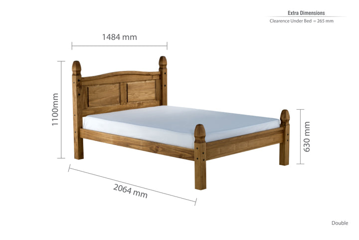 Corona Solid Pine Bed with Classic Curves and Stylish Black Stud Detailing